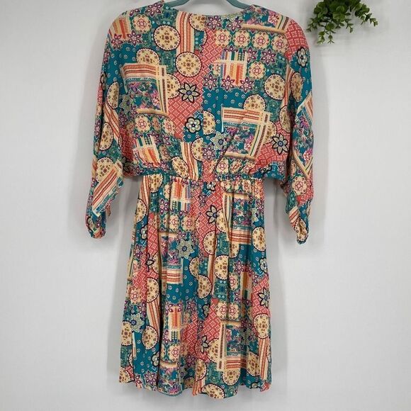Andree By Unit Women's Long-Sleeve Bohemian Print A-Line Dress Multi-Color Small - Picture 7 of 13